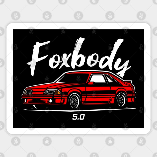 Red Racing Fox Body Stang Magnet by GoldenTuners